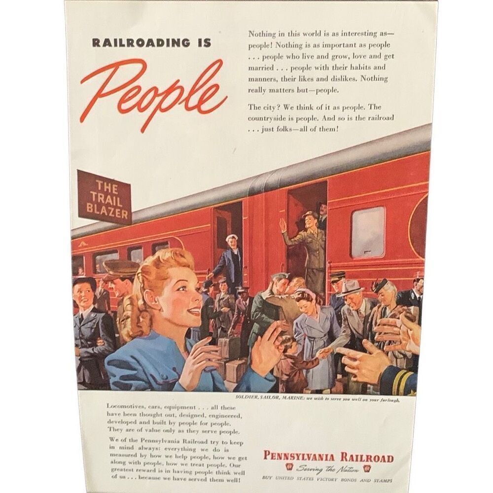 Vintage 1945 Pennsylvania Railroad Is People Ad Advertisement